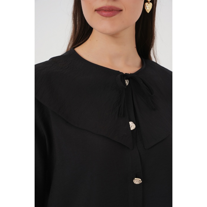 Kadın Bebe Yaka Uzun Tunik 5967 - Siyah