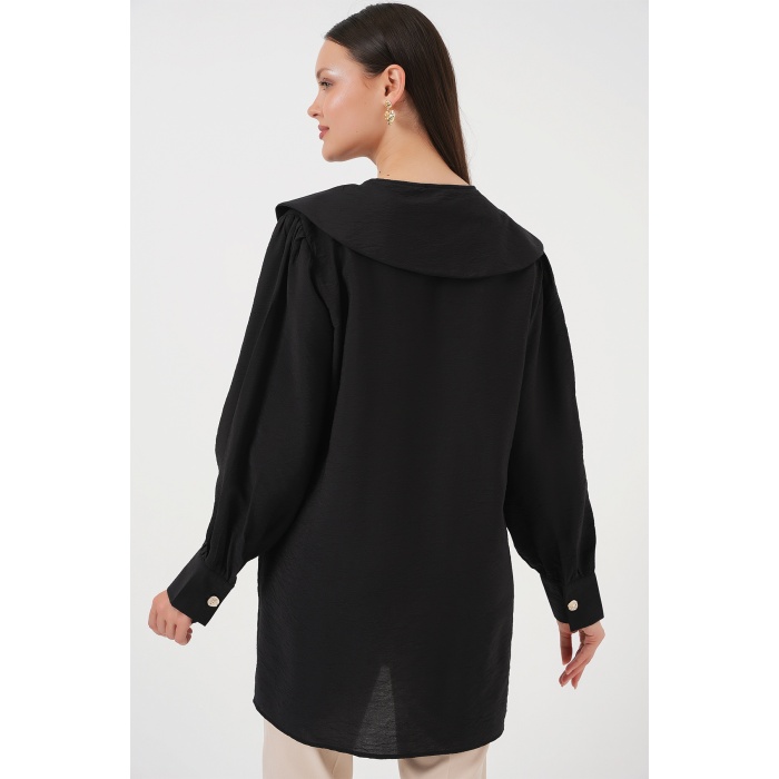 Kadın Bebe Yaka Uzun Tunik 5967 - Siyah