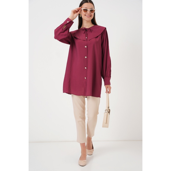 Kadın Bebe Yaka Uzun Tunik 5967 - Bordo