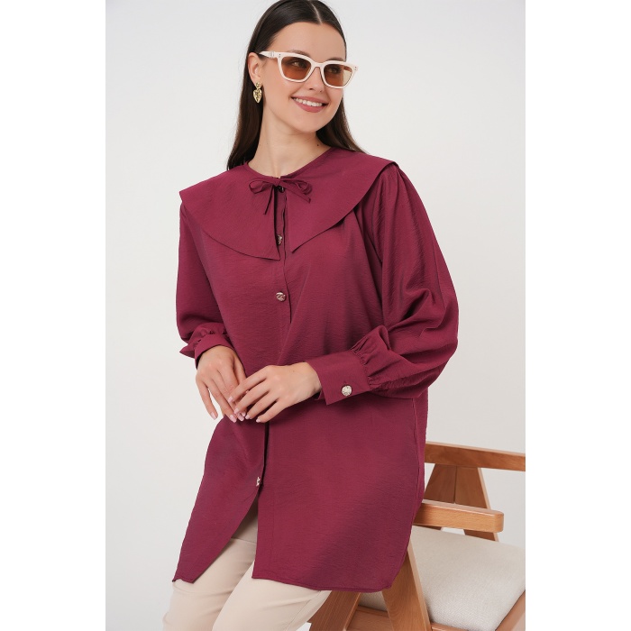 Kadın Bebe Yaka Uzun Tunik 5967 - Bordo