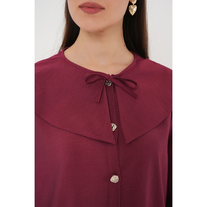 Kadın Bebe Yaka Uzun Tunik 5967 - Bordo