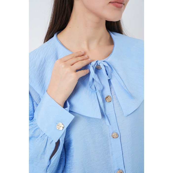 Kadın Bebe Yaka Uzun Tunik 5967 - Mavi