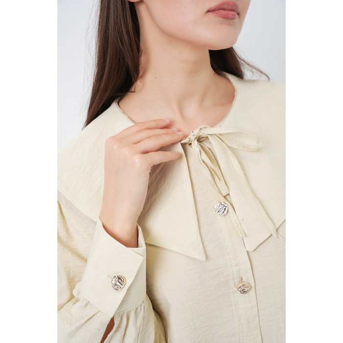 Kadın Bebe Yaka Uzun Tunik 5967 - Ekru