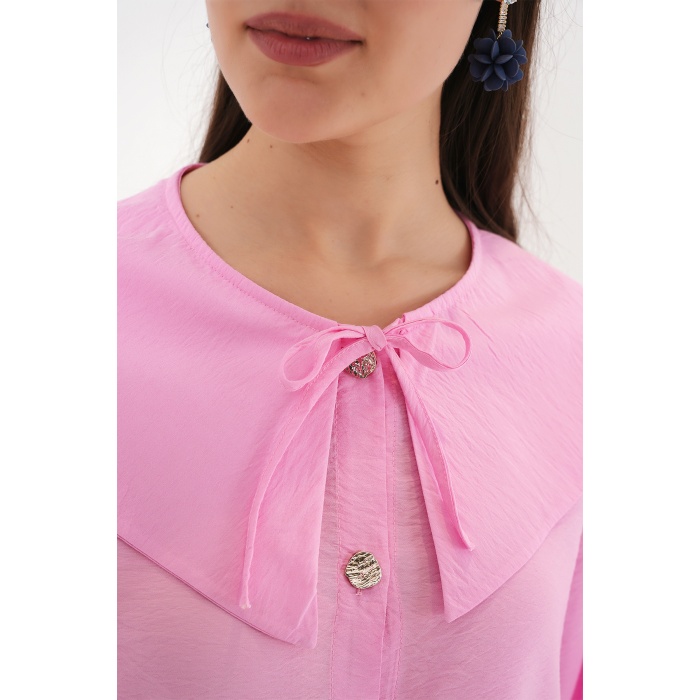 Kadın Bebe Yaka Uzun Tunik 5967 - Pembe