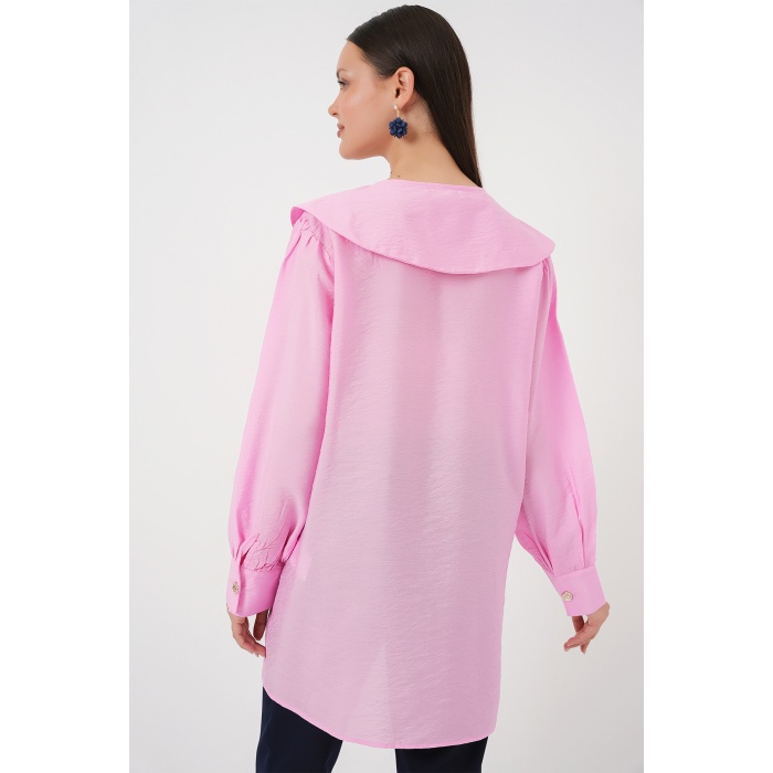 Kadın Bebe Yaka Uzun Tunik 5967 - Pembe
