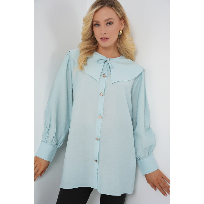 Kadın Bebe Yaka Uzun Tunik 5967 - Turkuaz