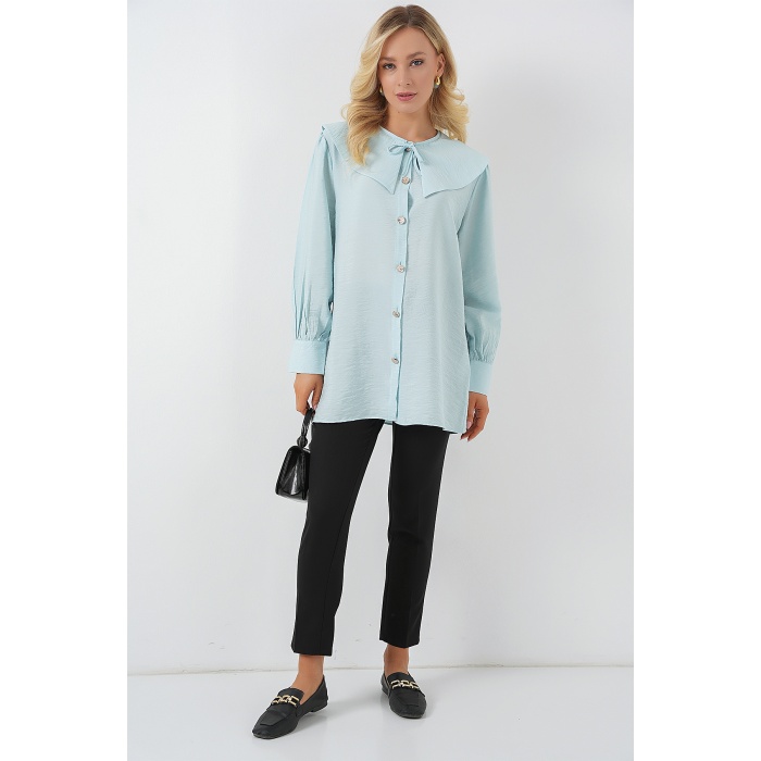 Kadın Bebe Yaka Uzun Tunik 5967 - Turkuaz
