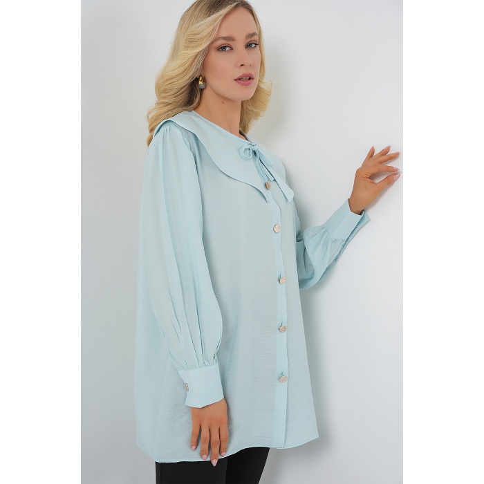 Kadın Bebe Yaka Uzun Tunik 5967 - Turkuaz
