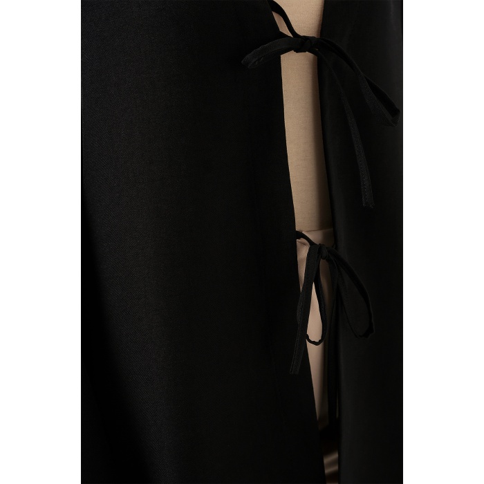 Keten Tesettür Kimono 5968 - Siyah