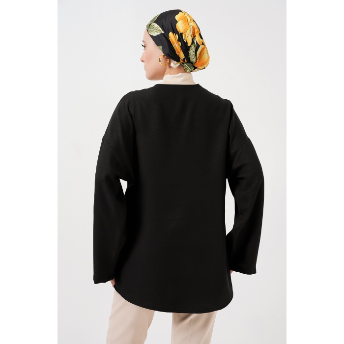 Keten Tesettür Kimono 5968 - Siyah