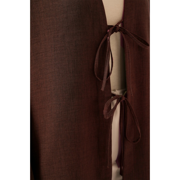 Keten Tesettür Kimono 5968 - Kahverengi