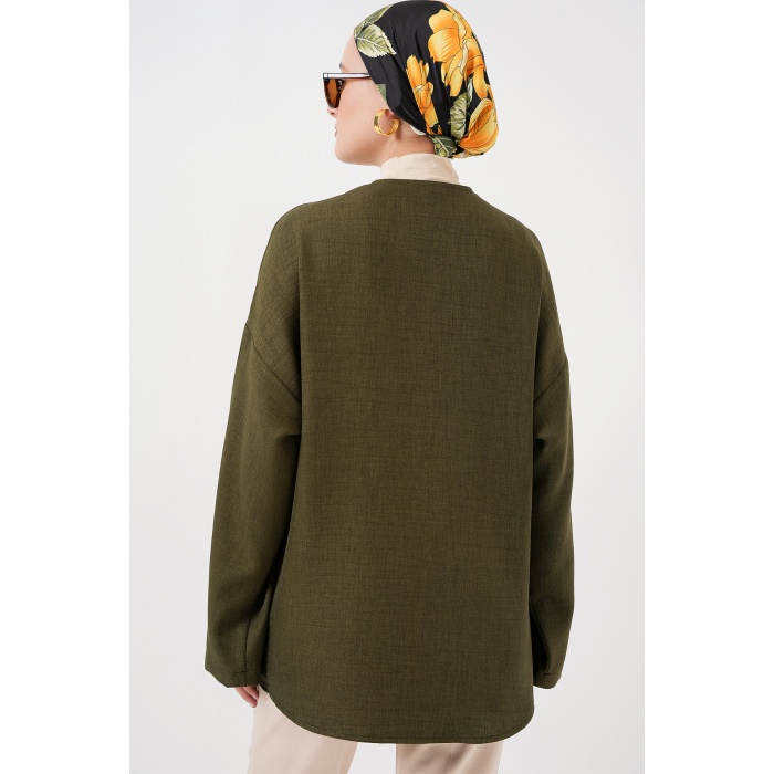 Keten Tesettür Kimono 5968 - Haki