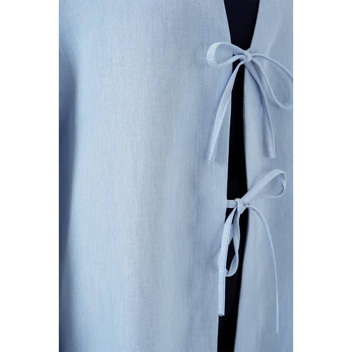 Keten Tesettür Kimono 5968 - Mavi
