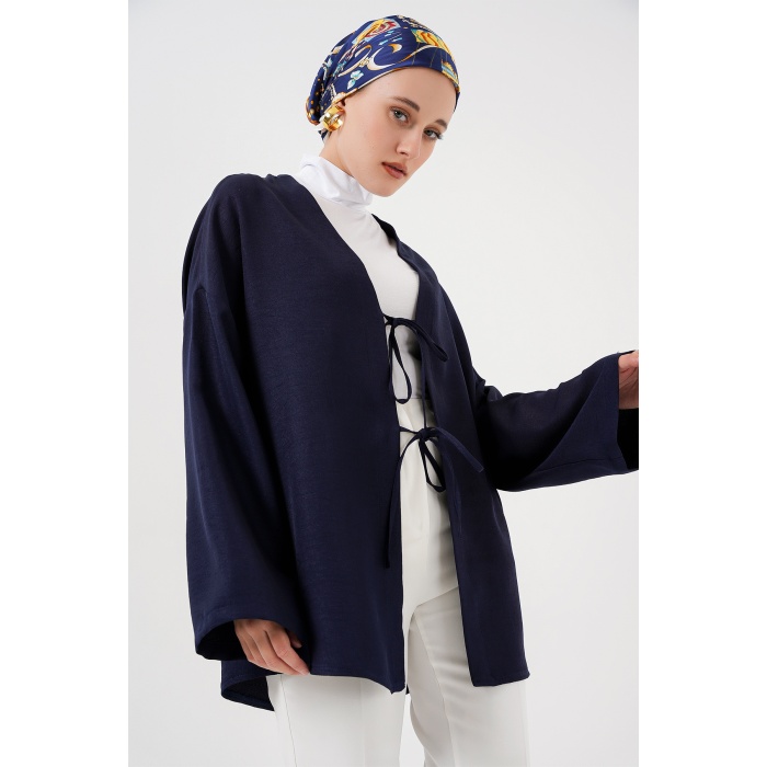 Keten Tesettür Kimono 5968 - Lacivert