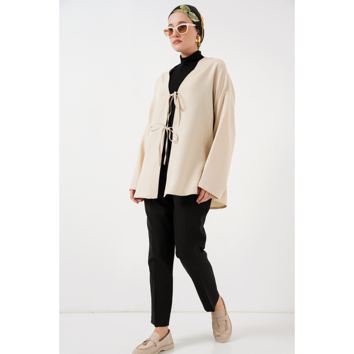 Keten Tesettür Kimono 5968 - Krem
