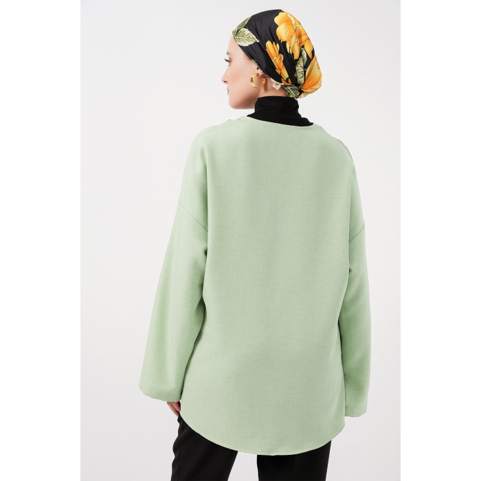 Keten Tesettür Kimono 5968 - E.Yeşil