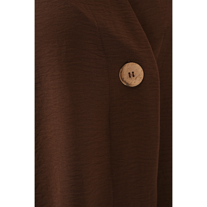 Kadın Kısa Kol Oversize Kimono 5969 - Kahverengi