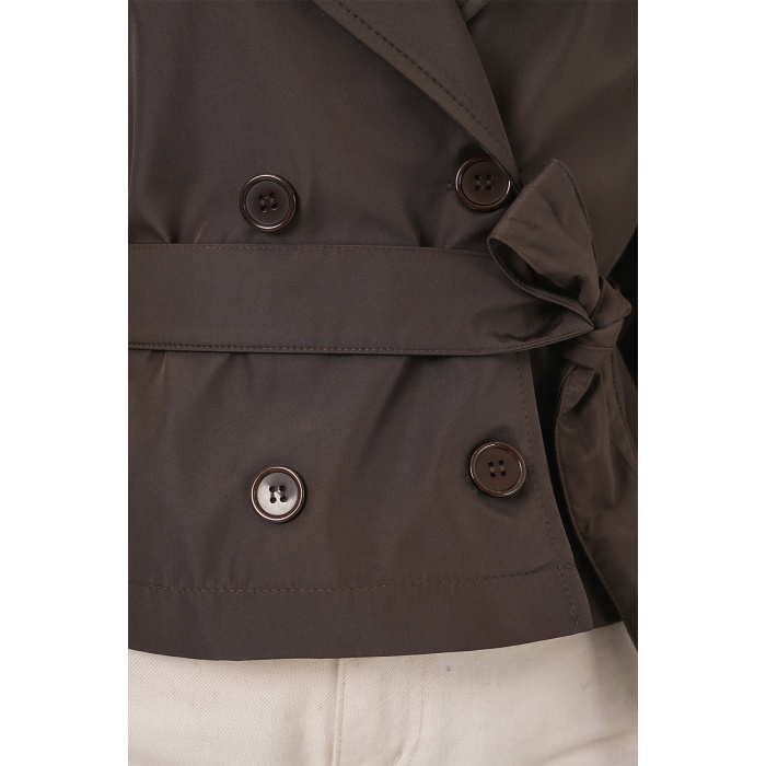 Kadın Kemerli Kısa Trençkot 5970 - A.Kahve