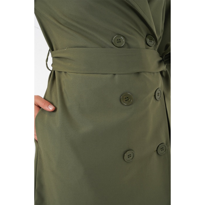 Kadın Kruvaze Yaka Trençkot 5978 - Haki