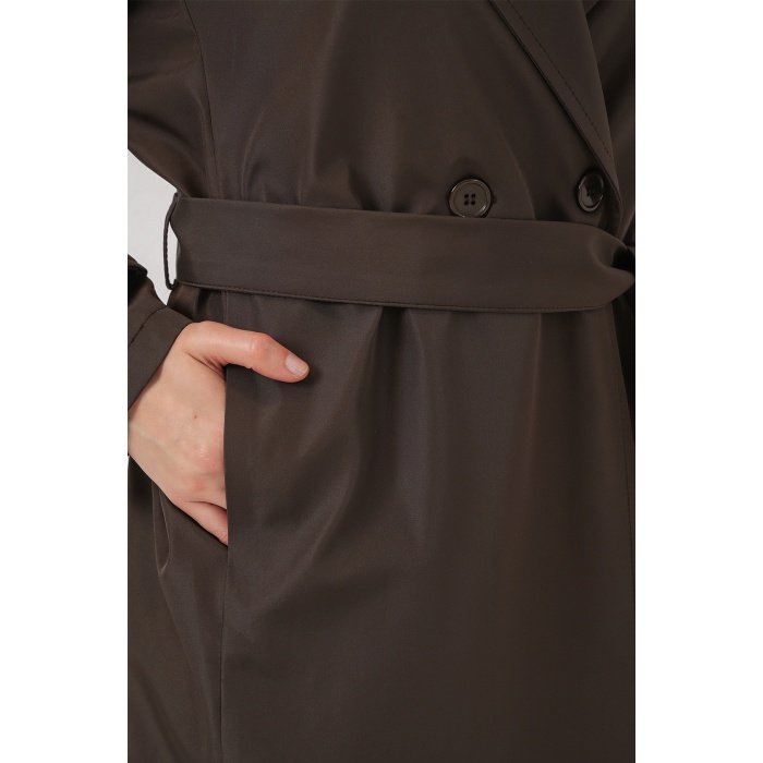 Kadın Kruvaze Yaka Trençkot 5987 - Kahverengi