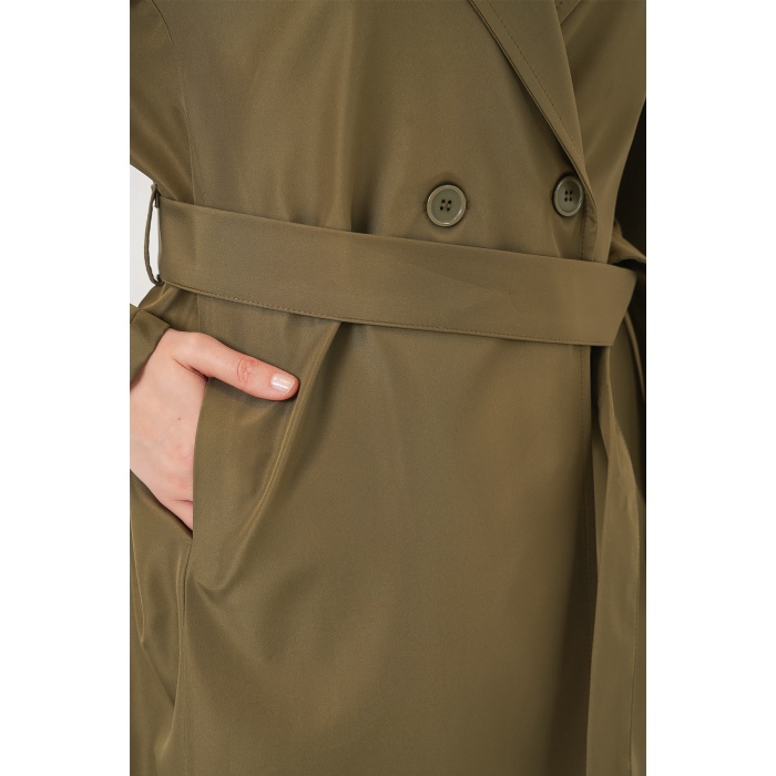 Kadın Kruvaze Yaka Trençkot 5987 - Haki