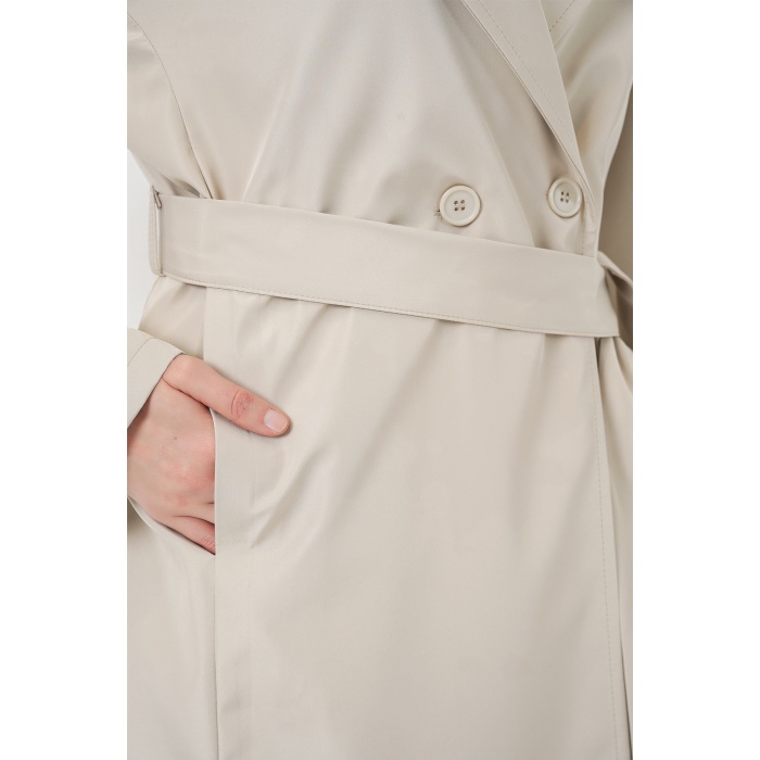 Kadın Kruvaze Yaka Trençkot 5987 - Bej