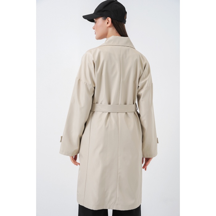 Kadın Kruvaze Yaka Trençkot 5987 - Bej