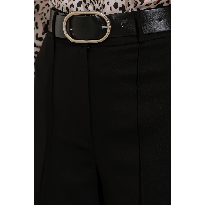 Kadın Siyah Yüksek Bel Kumaş Pantolon 6584