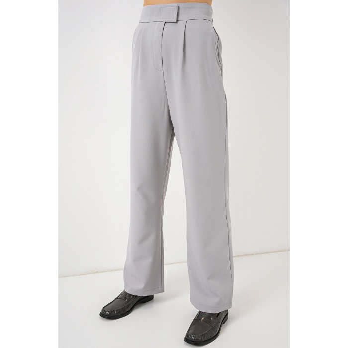 6612 Yüksek Bel Kumaş Pantolon - Gri