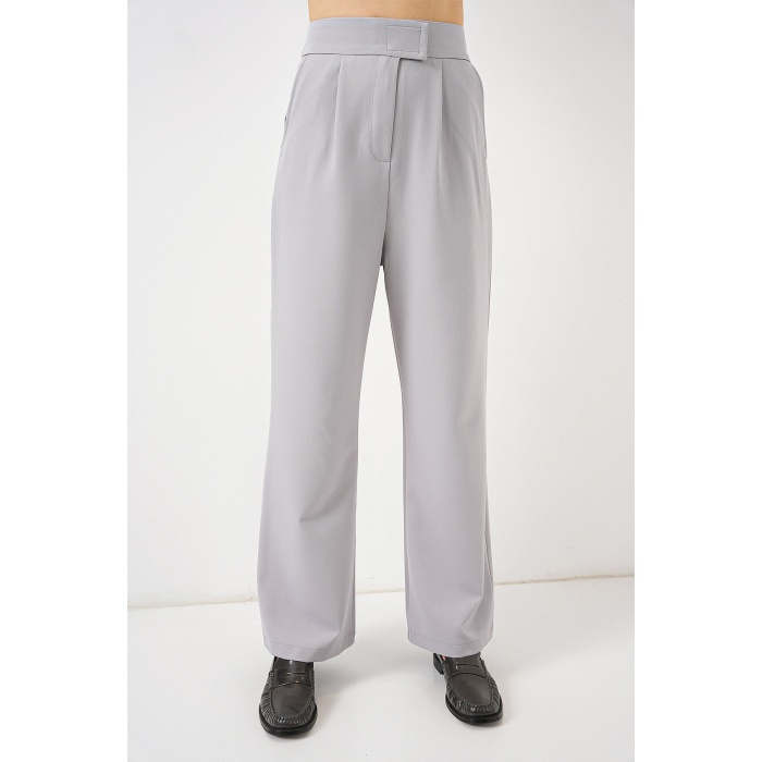 6612 Yüksek Bel Kumaş Pantolon - Gri