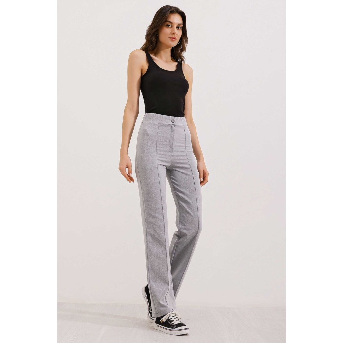 6629 Yüksek Bel Palazzo Pantolon - Gri