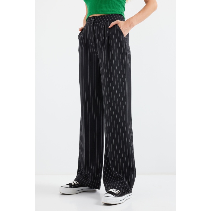 6638 Yüksek Bel Palazzo Pantolon - Siyah