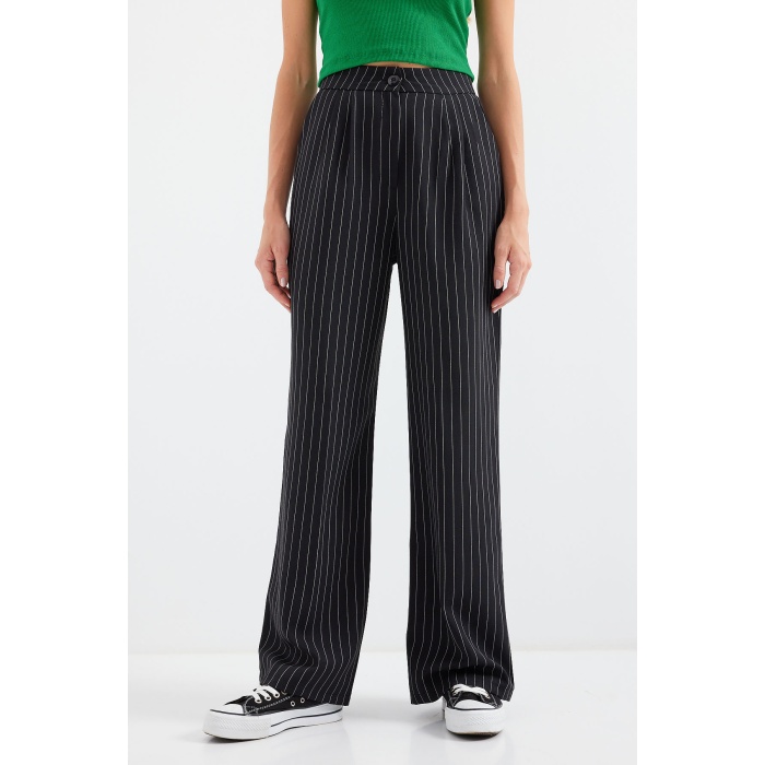 6638 Yüksek Bel Palazzo Pantolon - Siyah