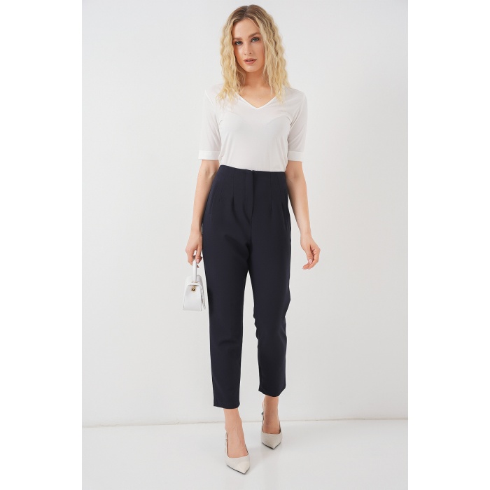 Kadın Lacivert Yüksek Bel Kumaş Pantolon 6650