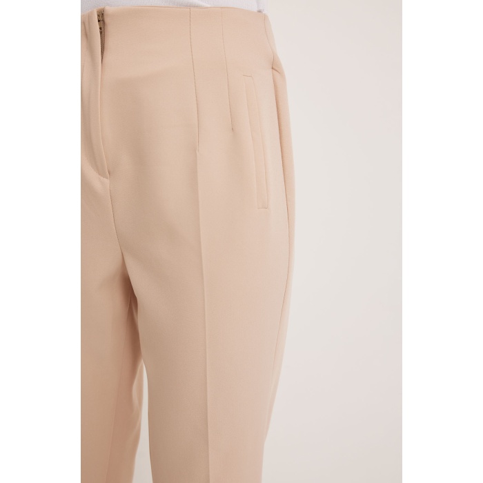 Kadın Bej Yüksek Bel Kumaş Pantolon 6650