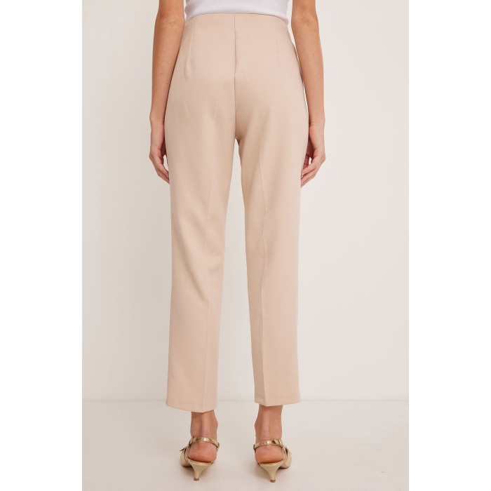 Kadın Bej Yüksek Bel Kumaş Pantolon 6650
