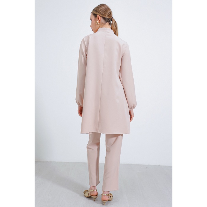 Kadın Krem Örme Pantolon Tunik Alt Üst Takım 6654