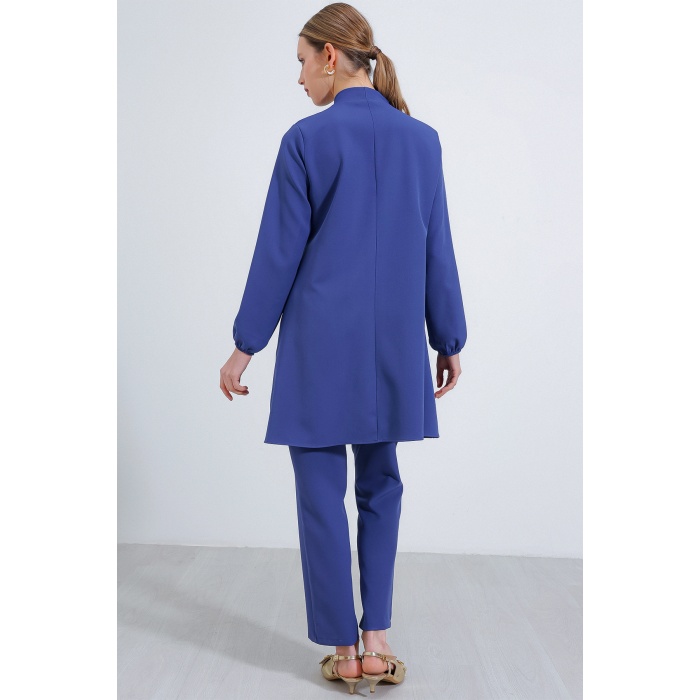 Kadın İndigo Örme Pantolon Tunik Alt Üst Takım 6654