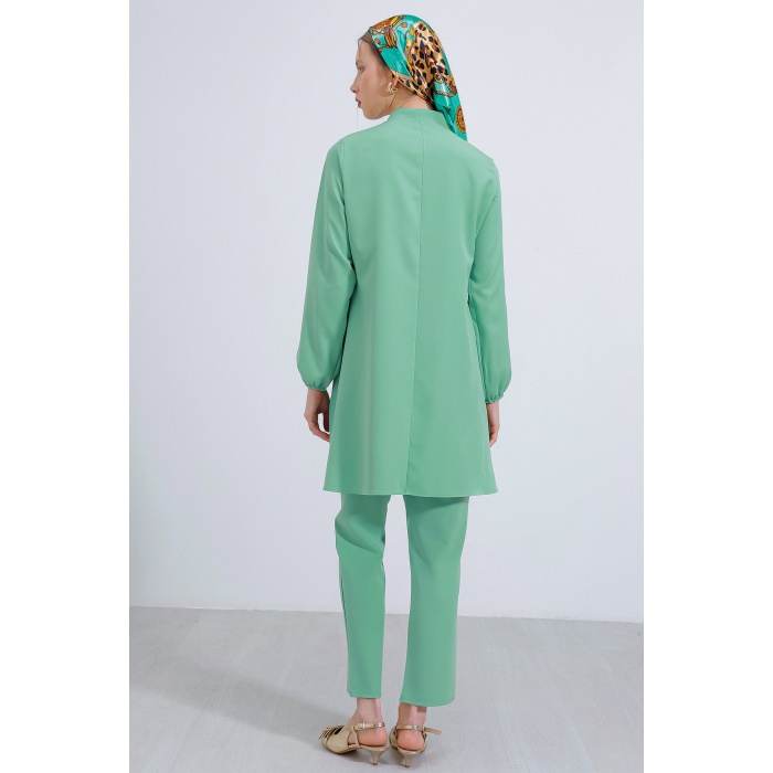 Kadın Mint Örme Pantolon Tunik Alt Üst Takım 6654