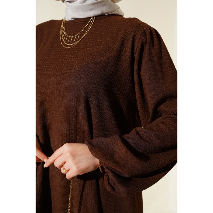 Kadın Kahverengi Tunik Pantolon Alt Üst Takım 6663