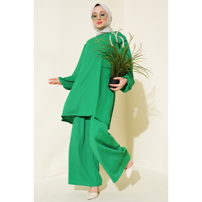 Kadın Yeşil Tunik Pantolon Alt Üst Takım 6663