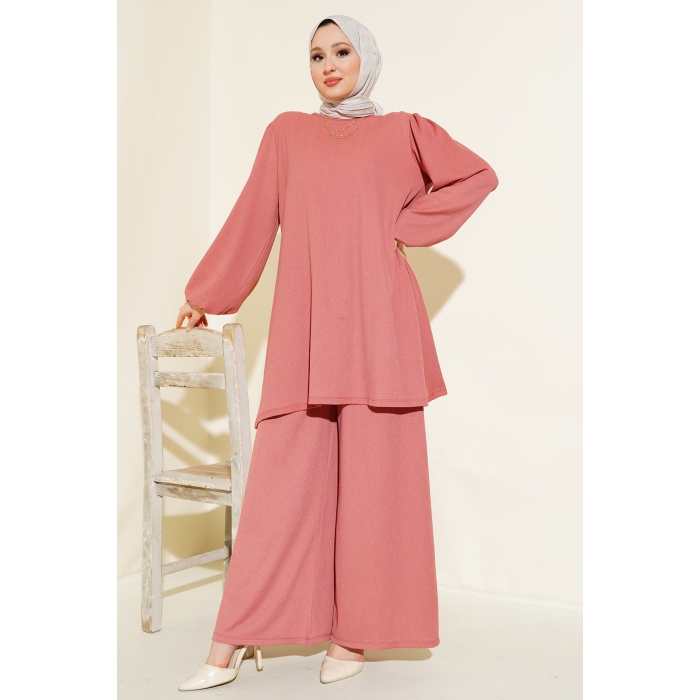 Kadın Gül Kurusu Tunik Pantolon Alt Üst Takım 6663