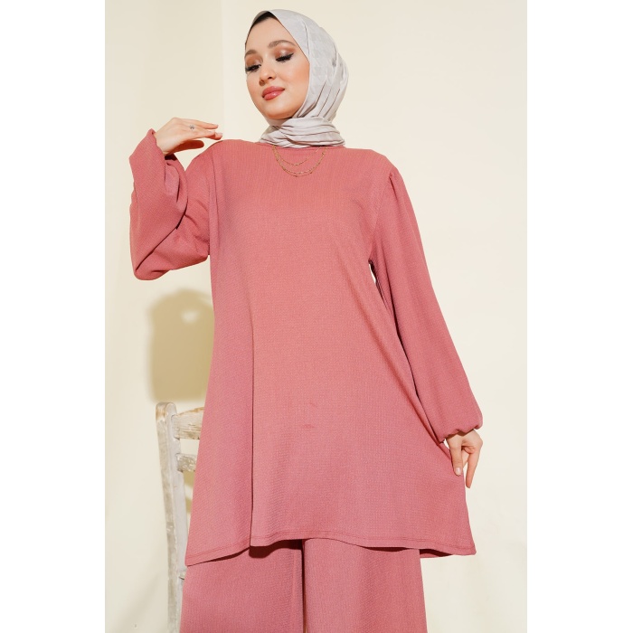 Kadın Gül Kurusu Tunik Pantolon Alt Üst Takım 6663