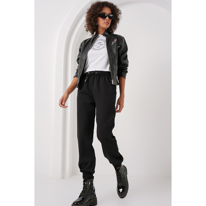 6674 Paçası Lastikli Eşofman Altı - Siyah