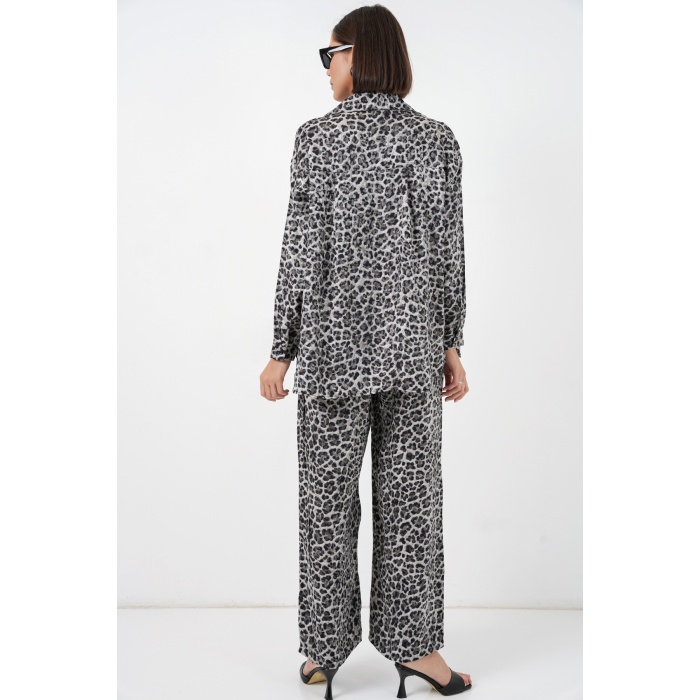 6699 Leopar Desenli Alt Üst Takım - Antrasit