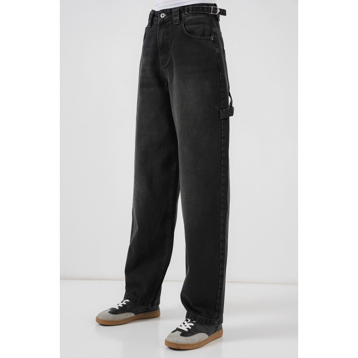 Kadın Yüksek Bel Kot Pantolon 6701 - Siyah