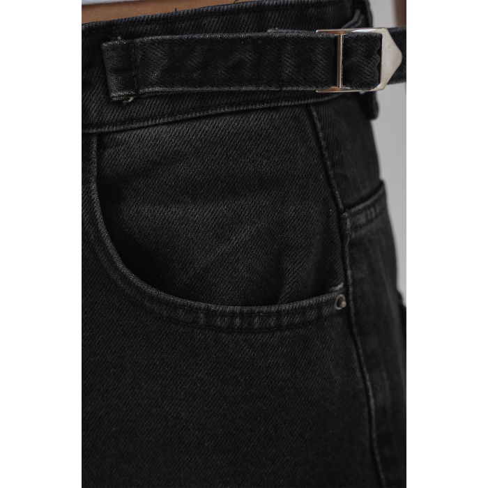 Kadın Yüksek Bel Kot Pantolon 6701 - Siyah