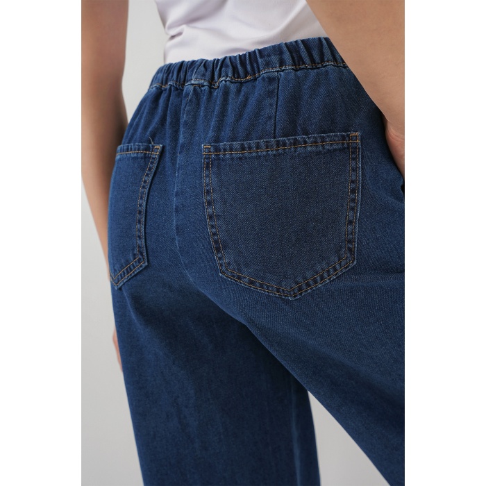 Kadın Geniş Paça Kot Pantolon 6706 - A.Lacivert