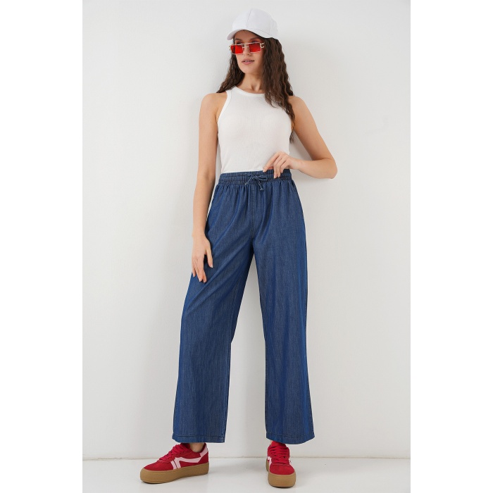 Kadın Rahat Kalıp Kot Pantolon 6707 - Lacivert