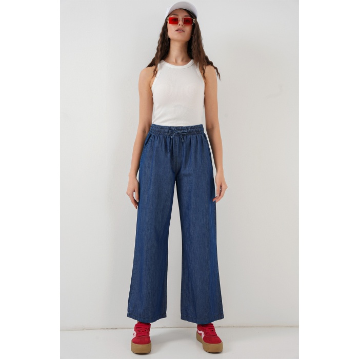 Kadın Rahat Kalıp Kot Pantolon 6707 - Lacivert